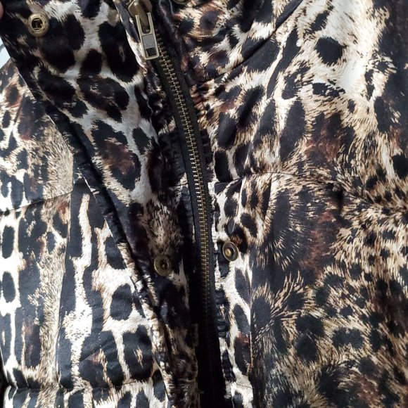 Cousin Earl 'Cooper' Leopard Puffer Satin Jacket, L - Picture 4 of 11